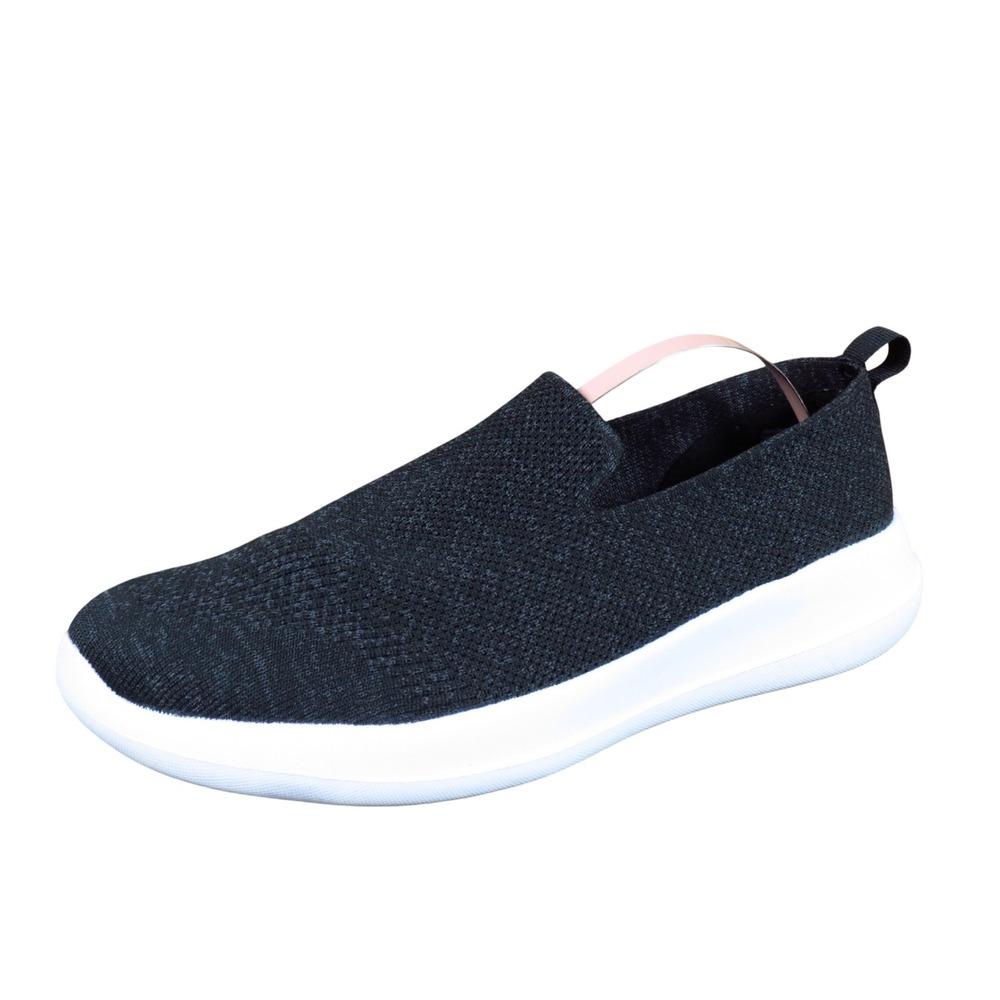 Athletic Works Women Knit Slip-On Sneakers Size 8.5 Walking Comfort Black White